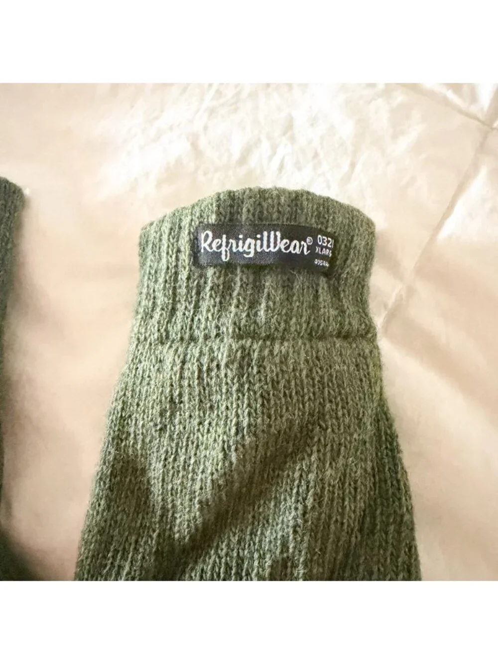 RefrigiWear Olive Green Knit Winter Work Gloves XL Insulated Cold Weather